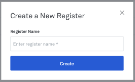 The Create button when adding a new register