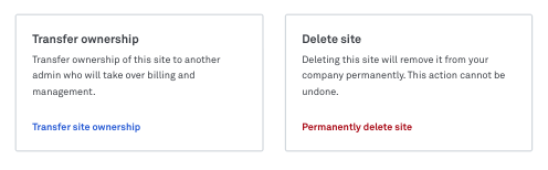 Permanently delete a site button in Lightspeed Restaurant