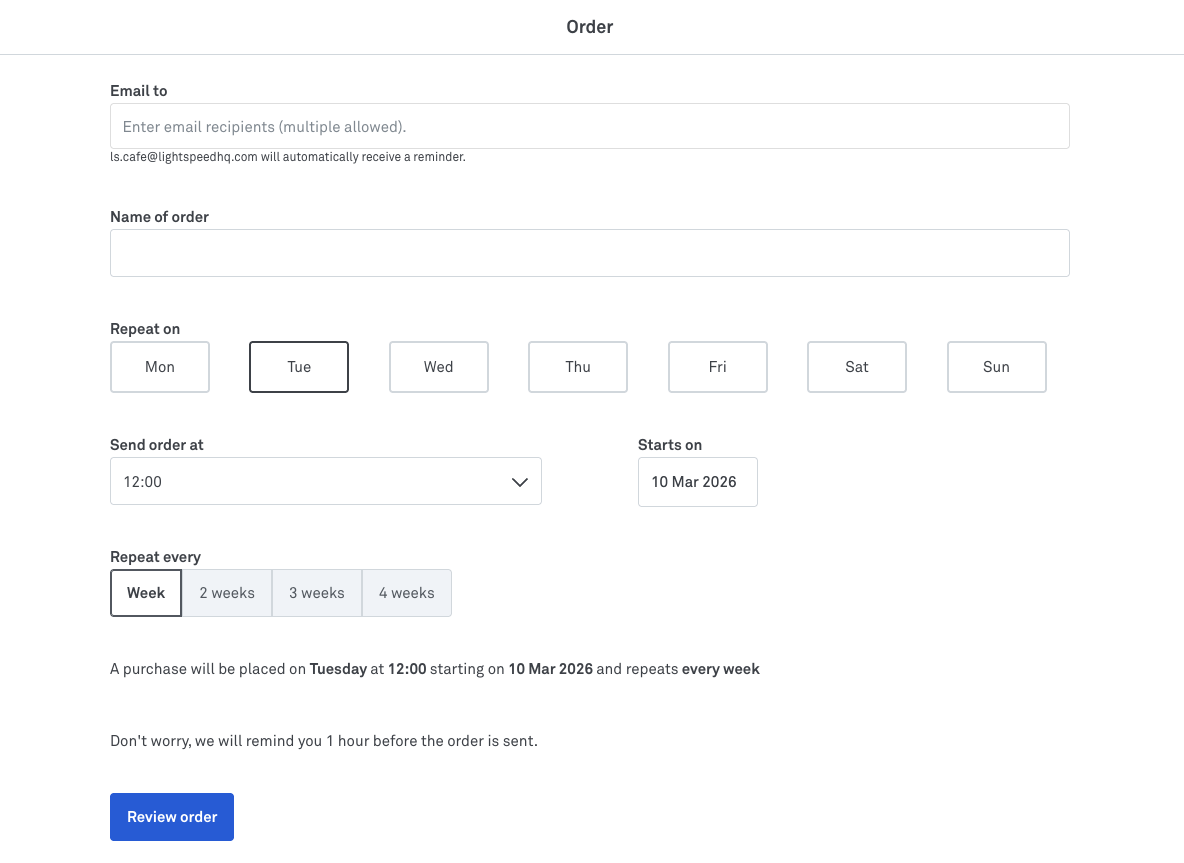 LS Purchase schedule recurring order