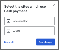 Enable specific payment type per site