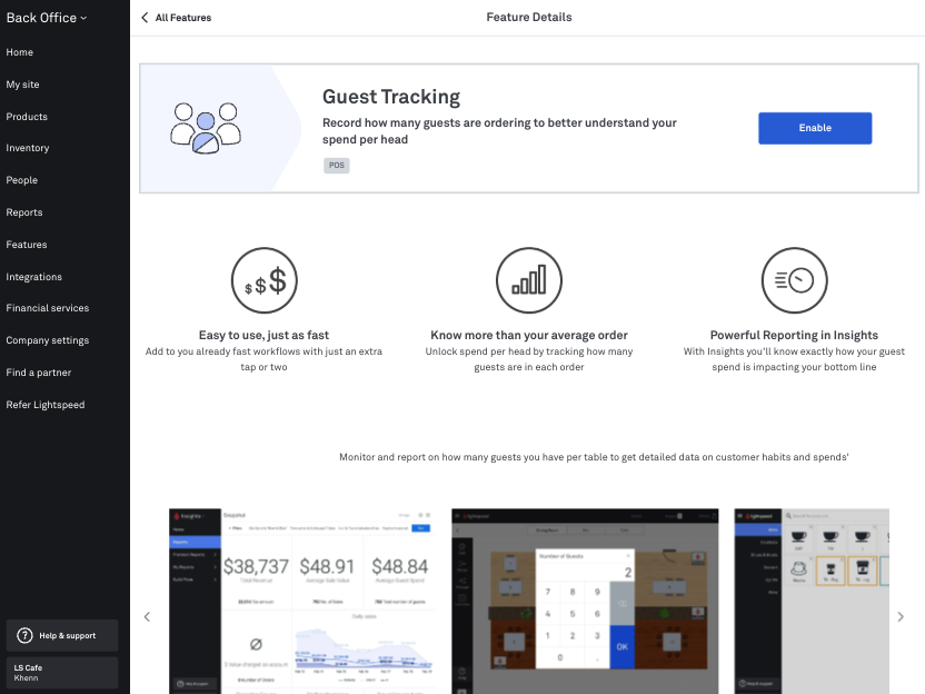 Back Office enable Guest Tracking feature
