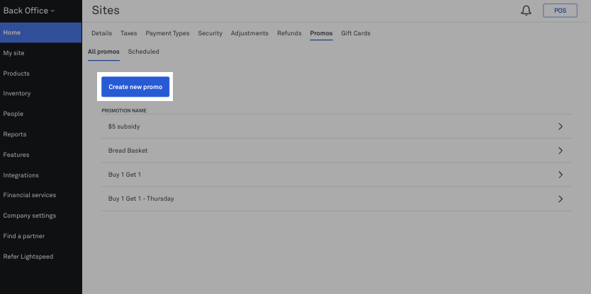 Create a new promotion in Back Office