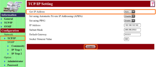 Enable DHCP on older Epson printer models