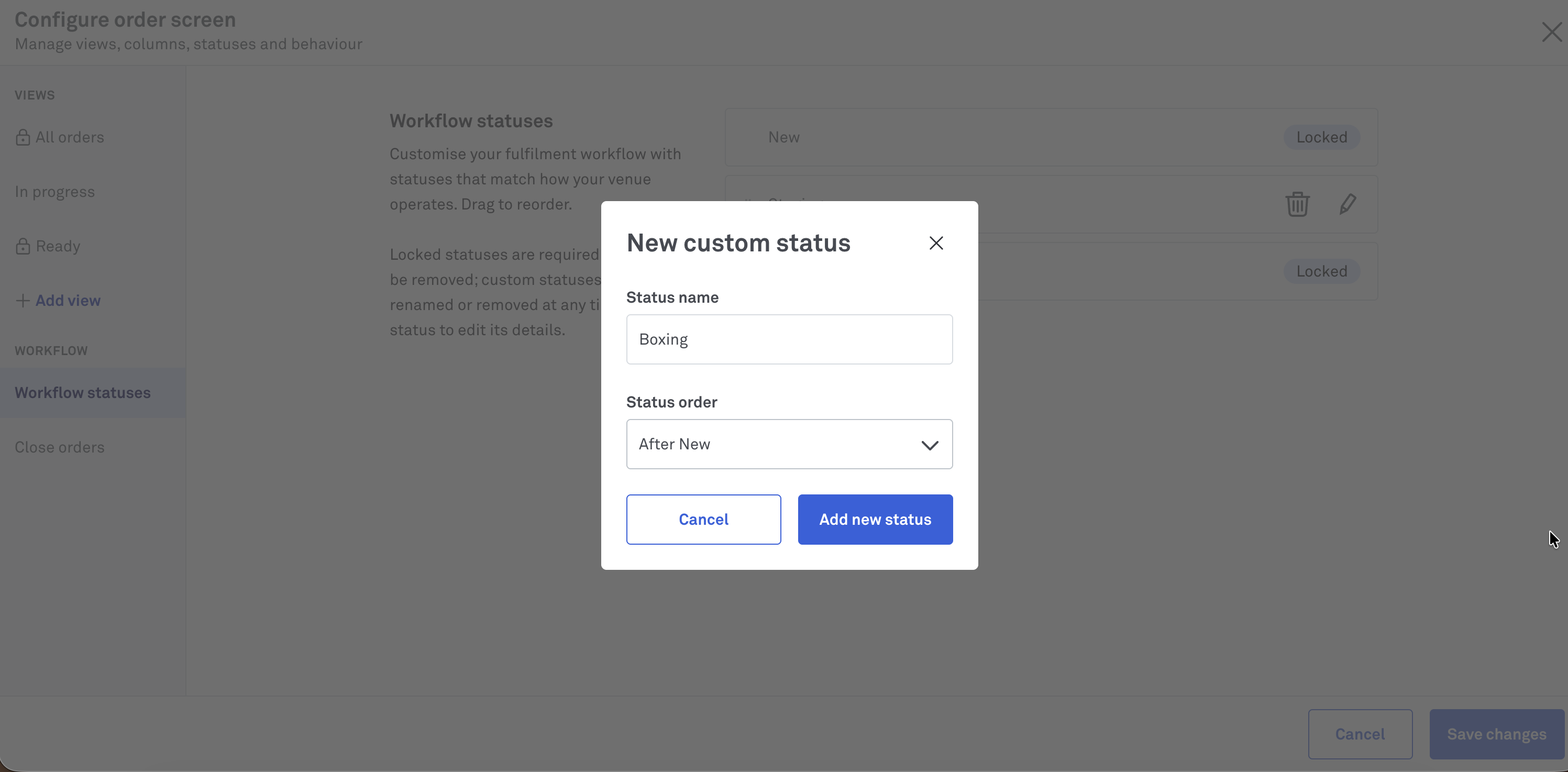 POS OMS Adding new fulfillment status screen