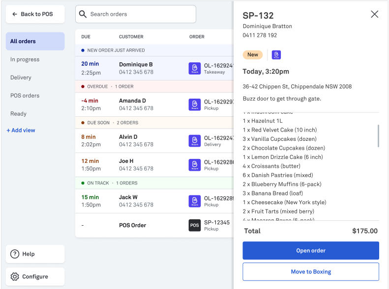 POS OMS update fulfillment stage screen